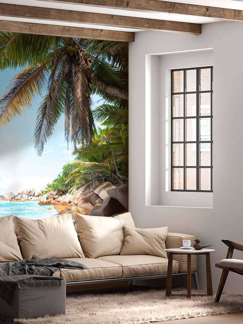 Hermosa playa de arena tropical