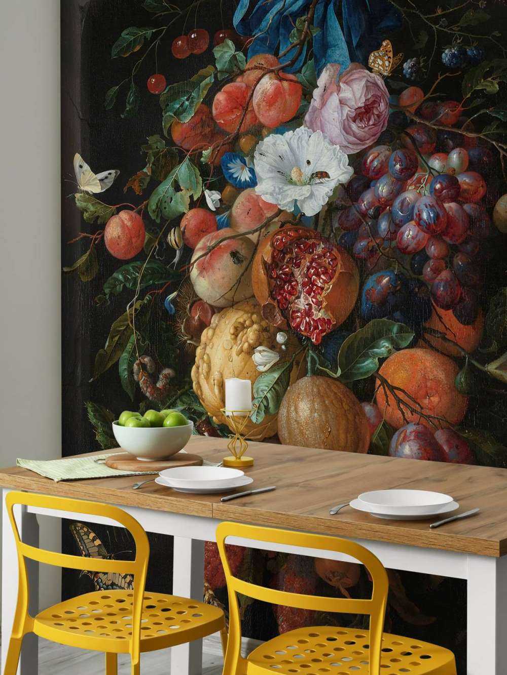 Festón de frutas y flores