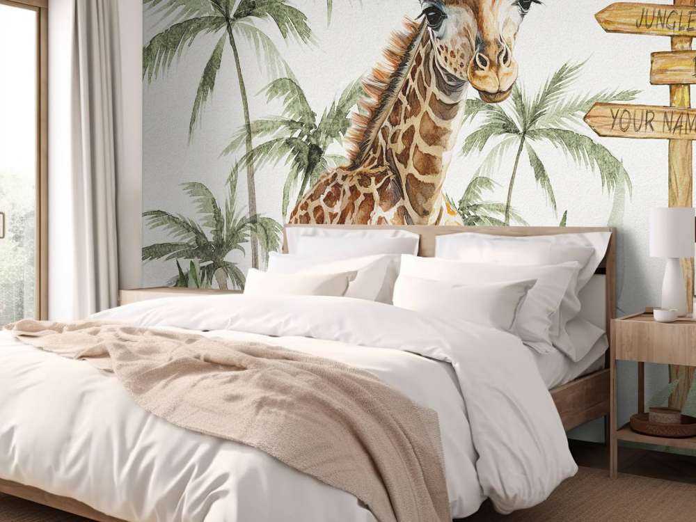 Jirafa bebé en la jungla