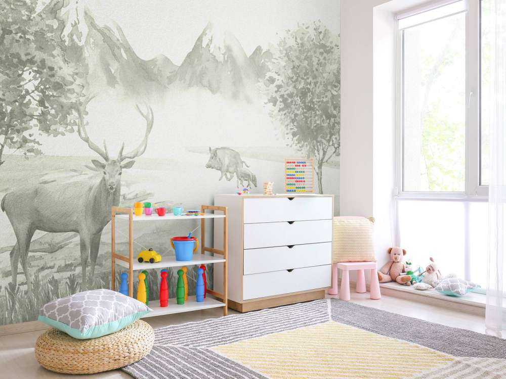 Bosque con animales en verde