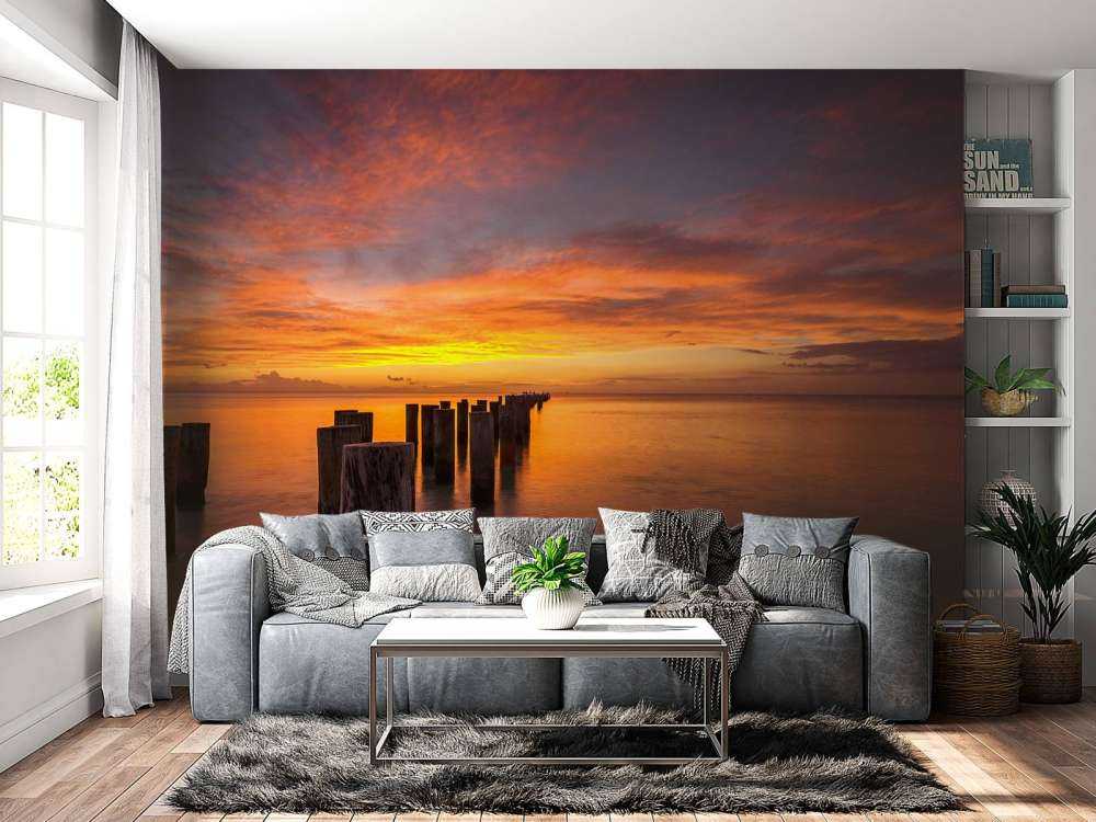 Rompeolas al amanecer
