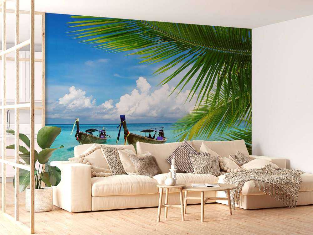 Barco y una palmera