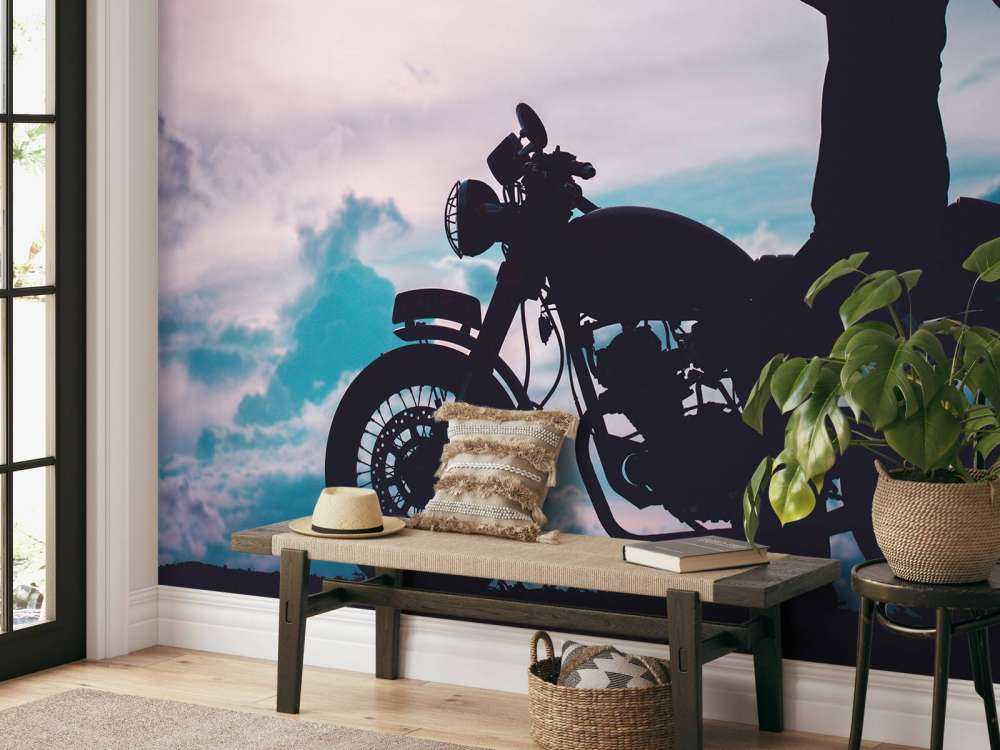 Silueta de motociclista