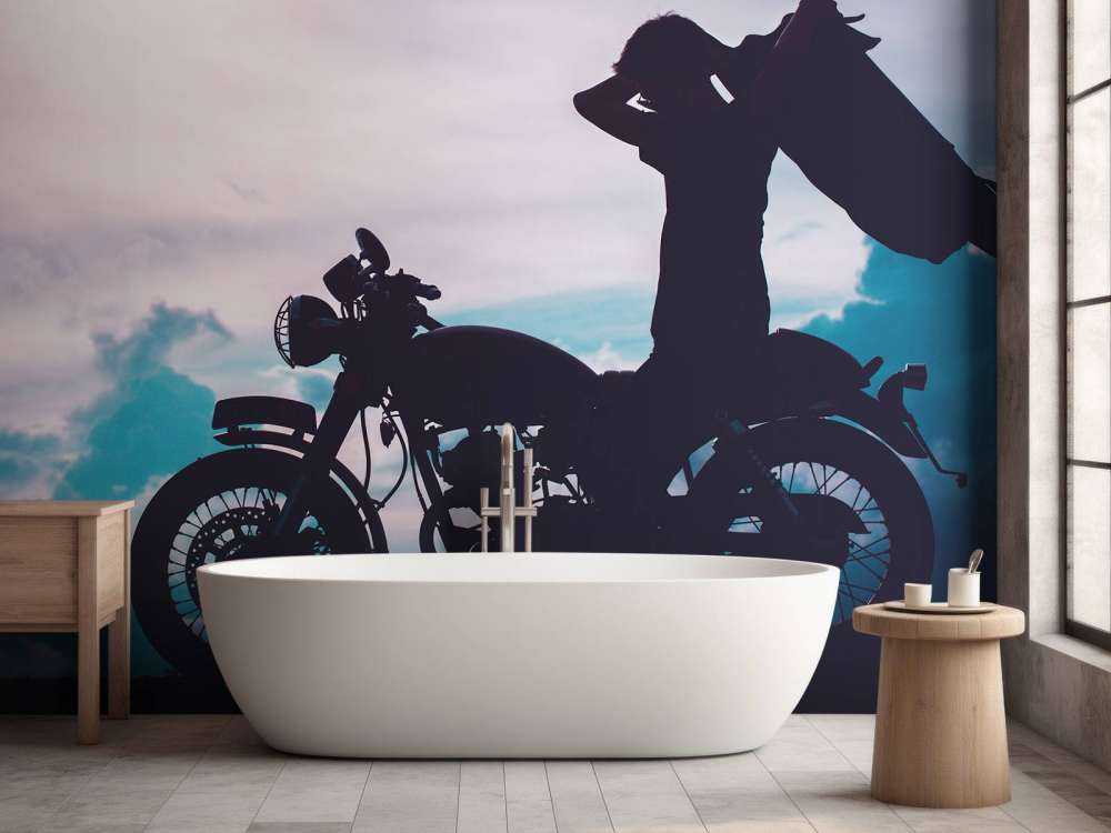 Silueta de motociclista