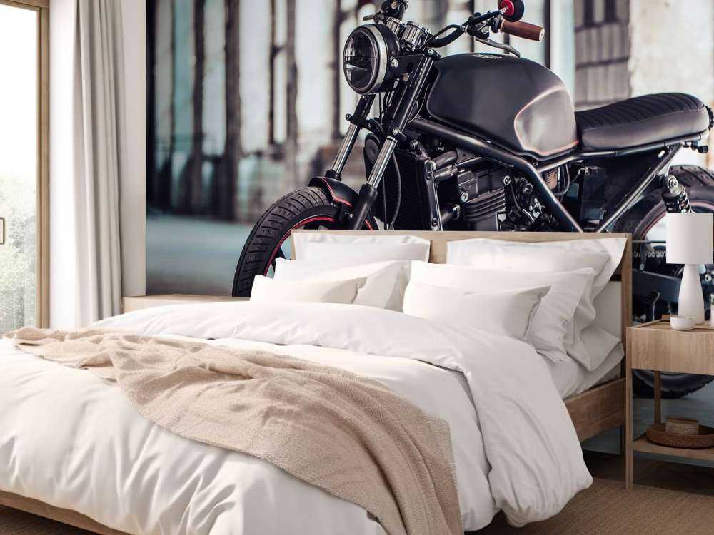Motocicleta negra mate