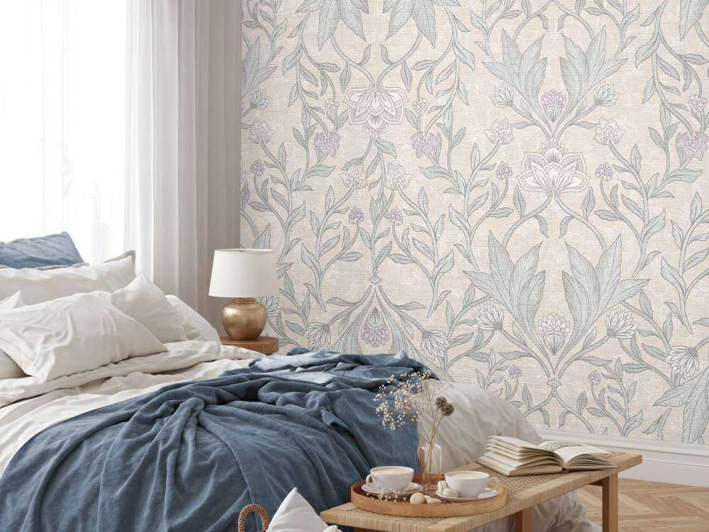 Morris floral damasco - beige neutro
