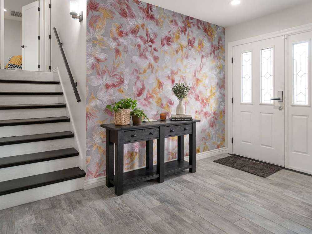 Flores sobre fondo gris