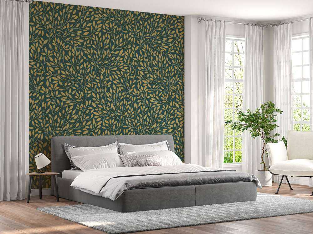 Estampado floral de lujo oro amarillo