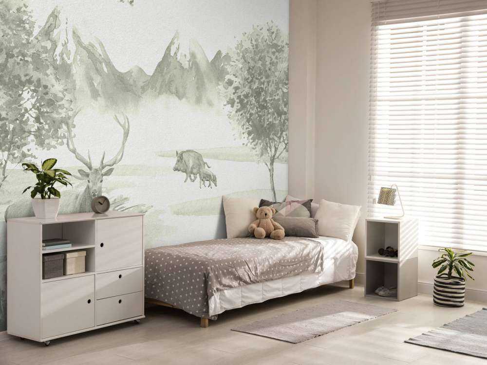 Bosque con animales en verde