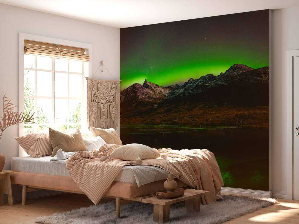 Panorama de la aurora boreal
