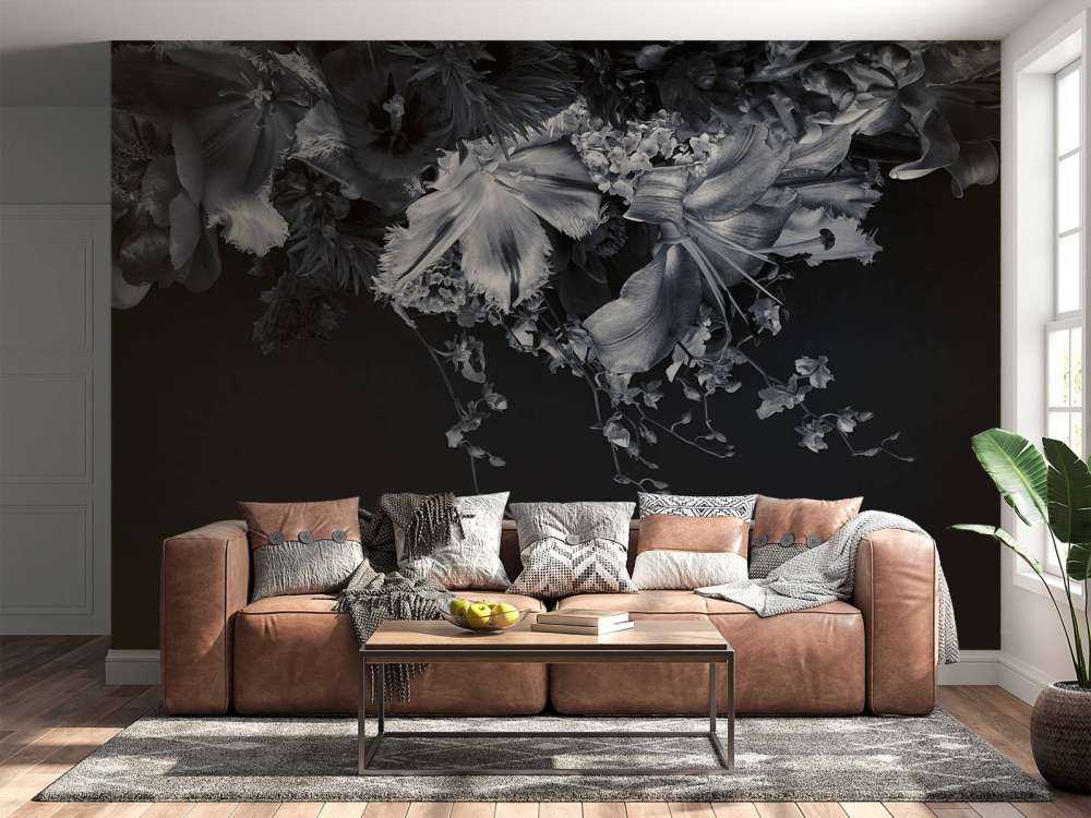 Flores compuestas en blanco y negro