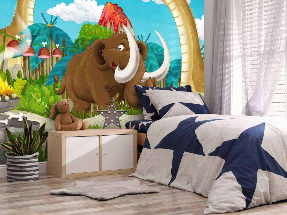 Dinosaurio y mamut