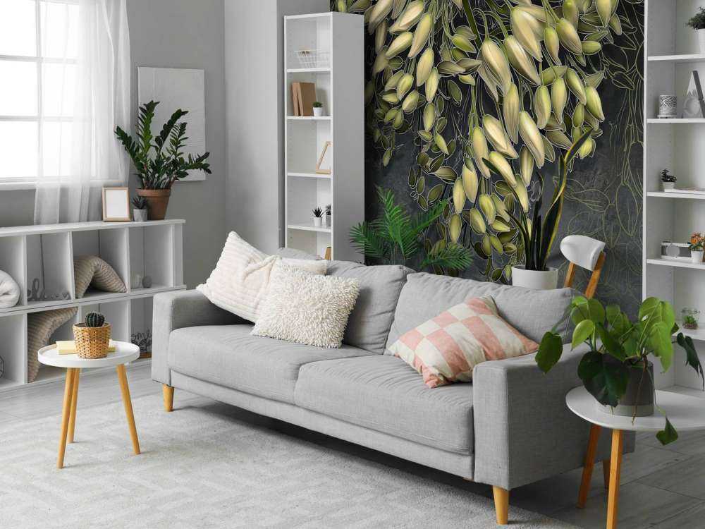 Cálices blancos sobre una estructura de hormigón gris oscuro