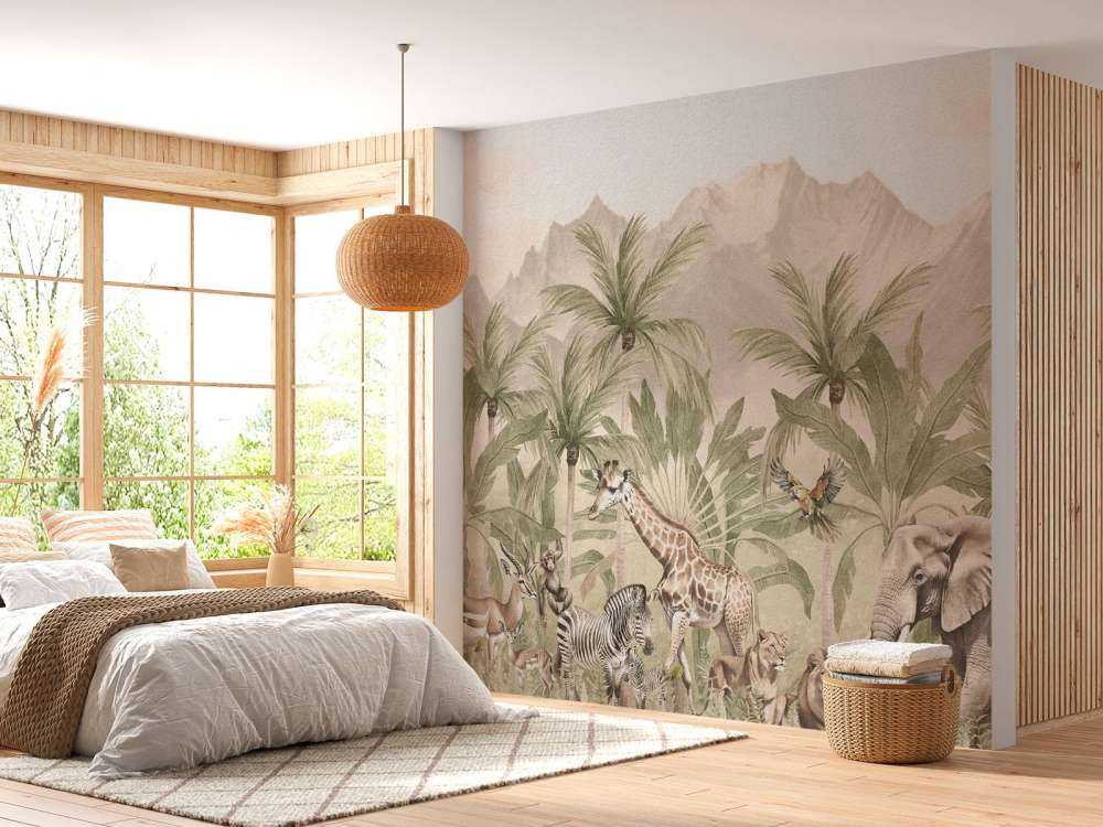Paisaje de montaña con animales