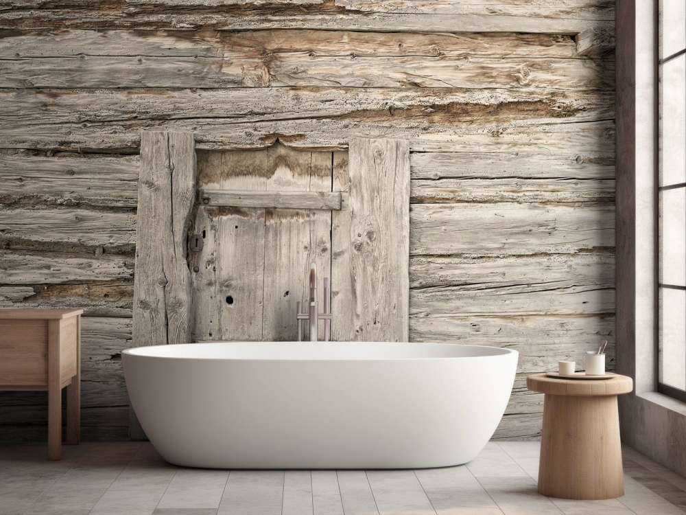 Estantes beige con puerta