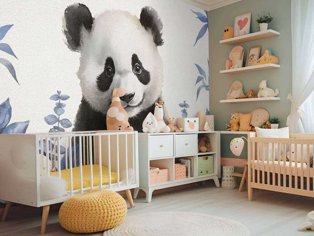 Panda bebé en la selva azul