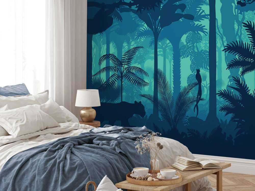 Siluetas azules de la selva