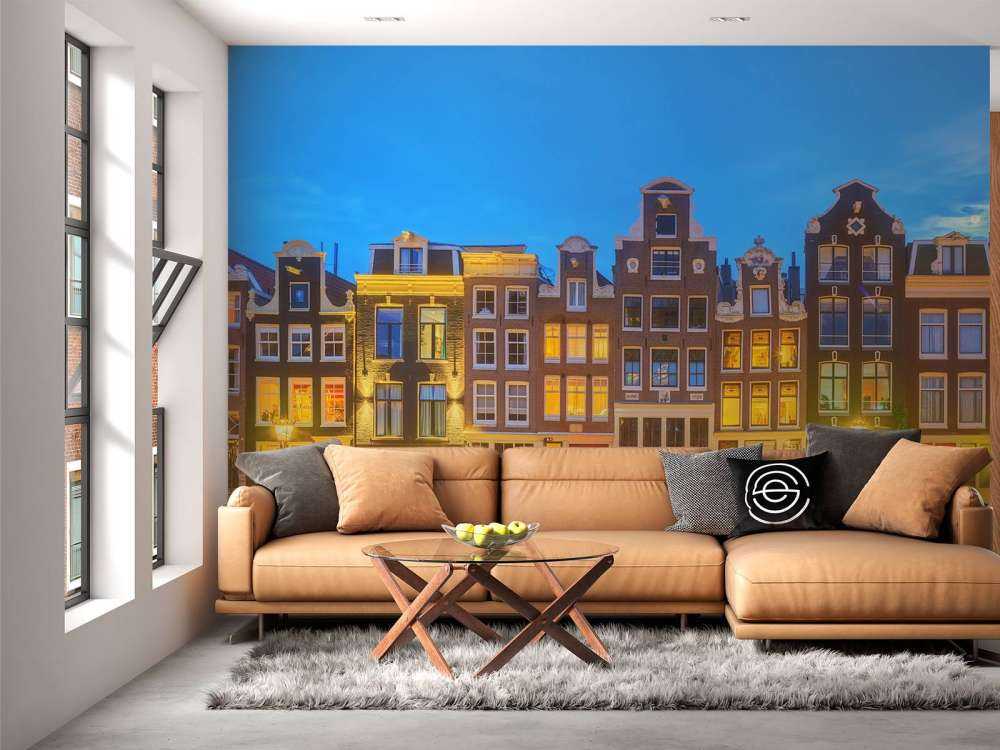 Casas de Ámsterdam en la noche