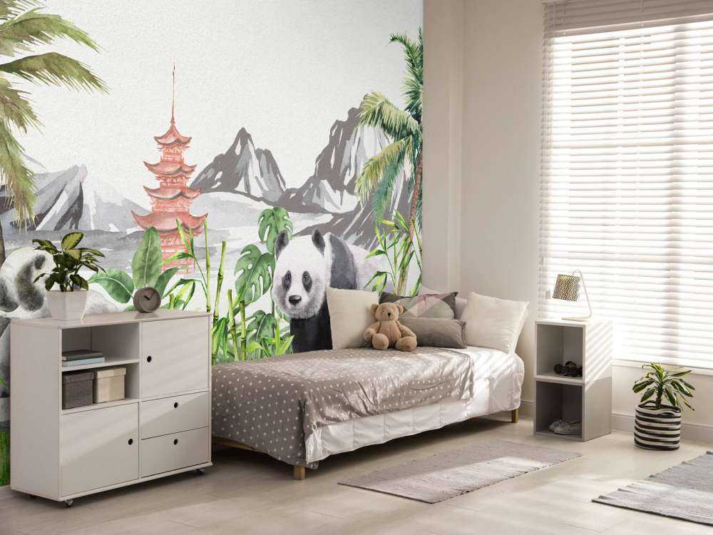 Pandas en la selva de bambú
