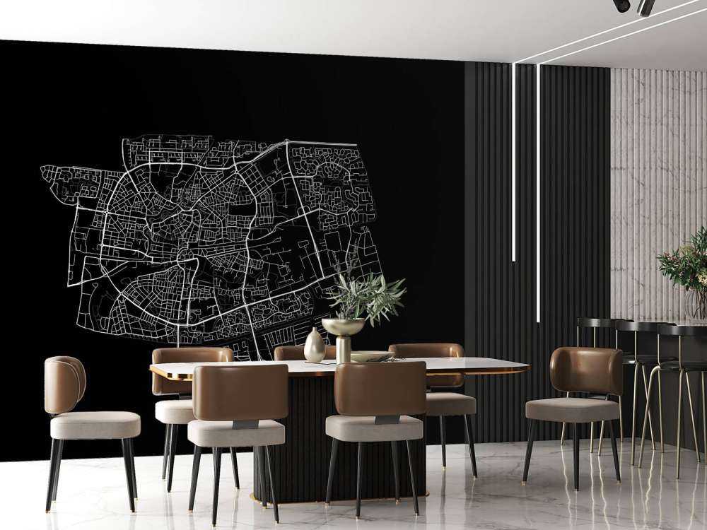 Mapa de Leeuwarden, negro
