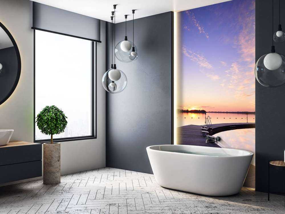 Muelle de baño con bloques de salida