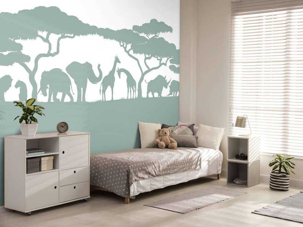 Silueta de animales de safari, verde claro