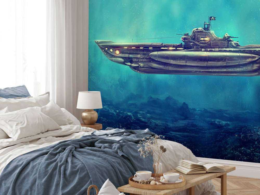 Submarino pirata en el mundo submarino