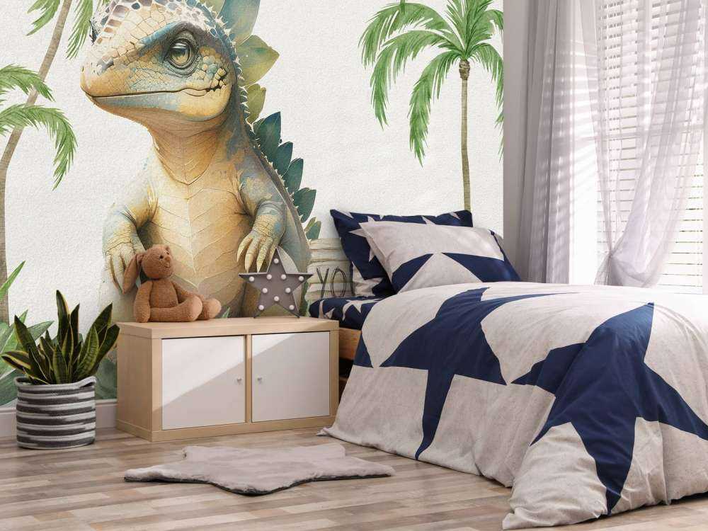 Bebé estegosaurio en la jungla