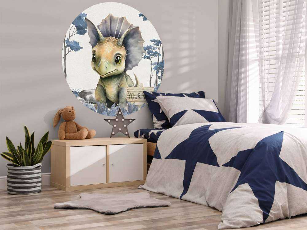 Bebé triceratops en la jungla azul