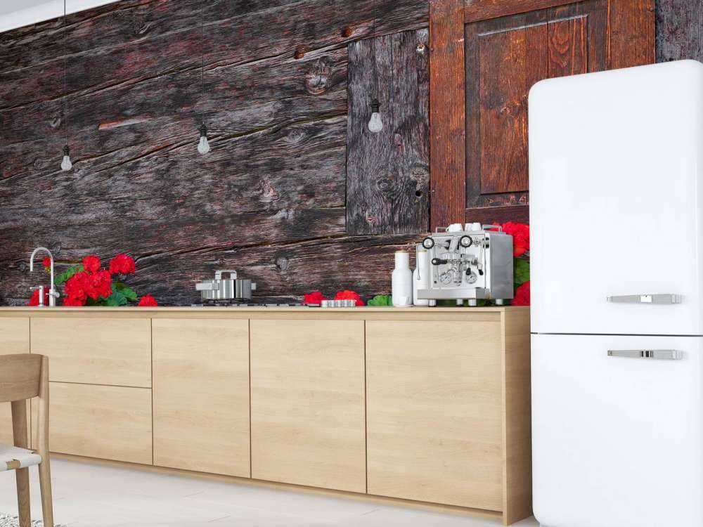 Madera vieja con flores
