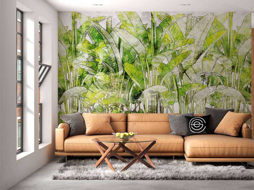 Grandes hojas de palmera dibujadas