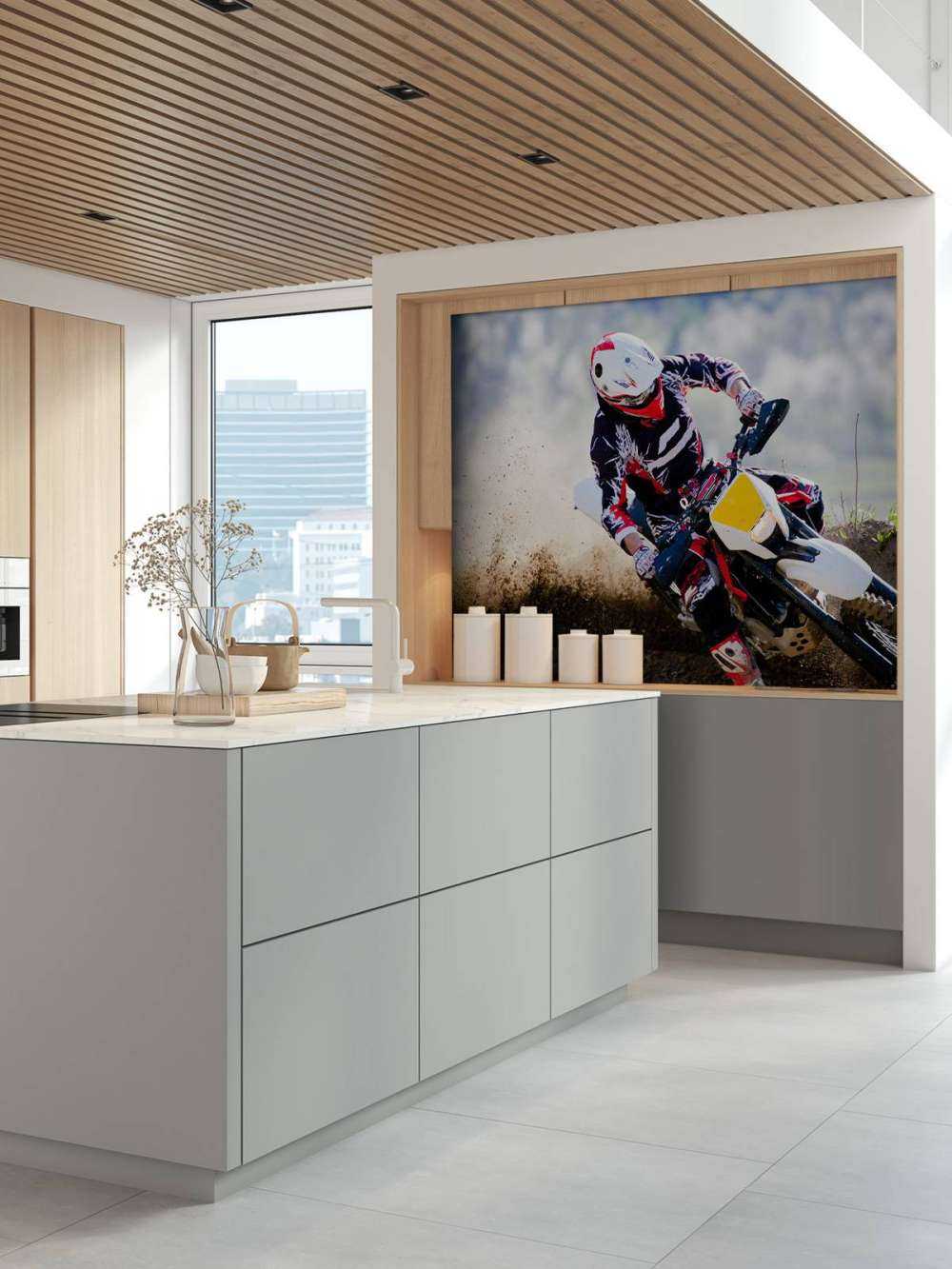 Moto de motocross en la curva