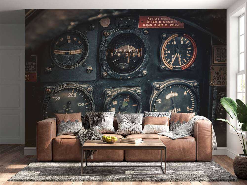 Detalle de la cabina de un avión de época
