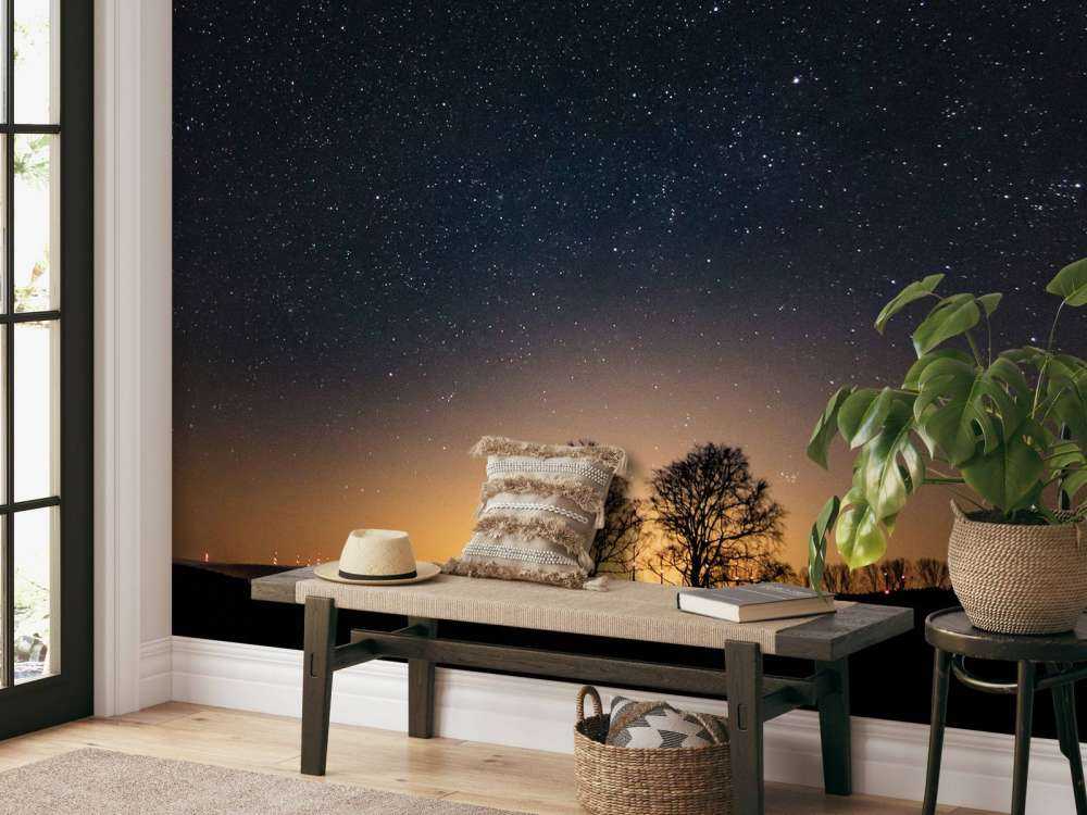 Puesta de sol con estrellas
