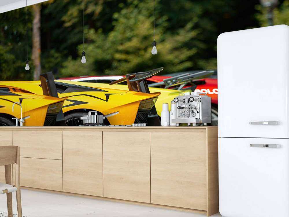 Colección de supercoches en la naturaleza