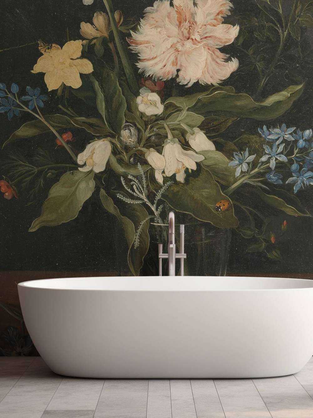 Bodegón con flores en un vaso