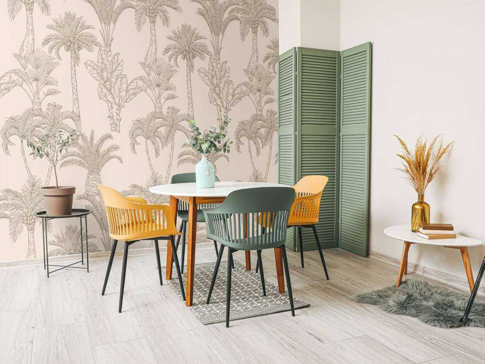 Arte lineal de jungla beige