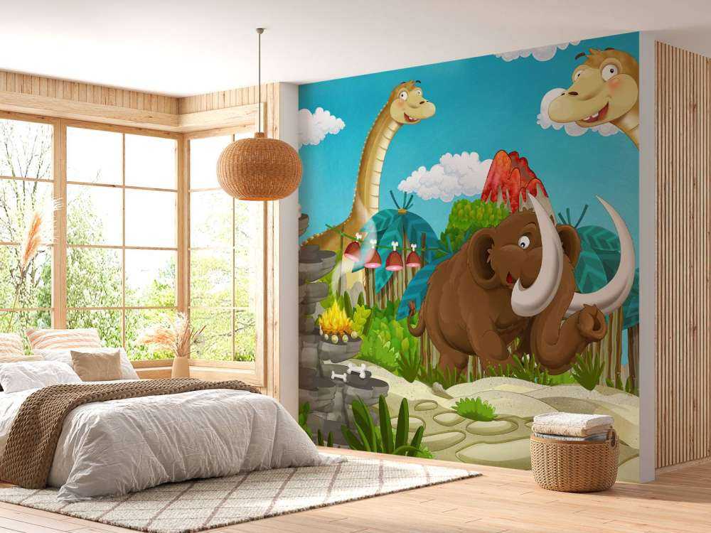 Dinosaurio y mamut