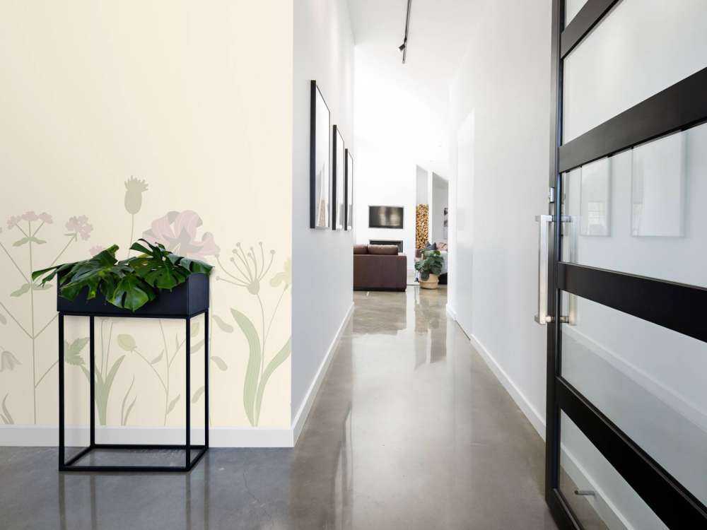 Campo de flores beige y rosa viejo