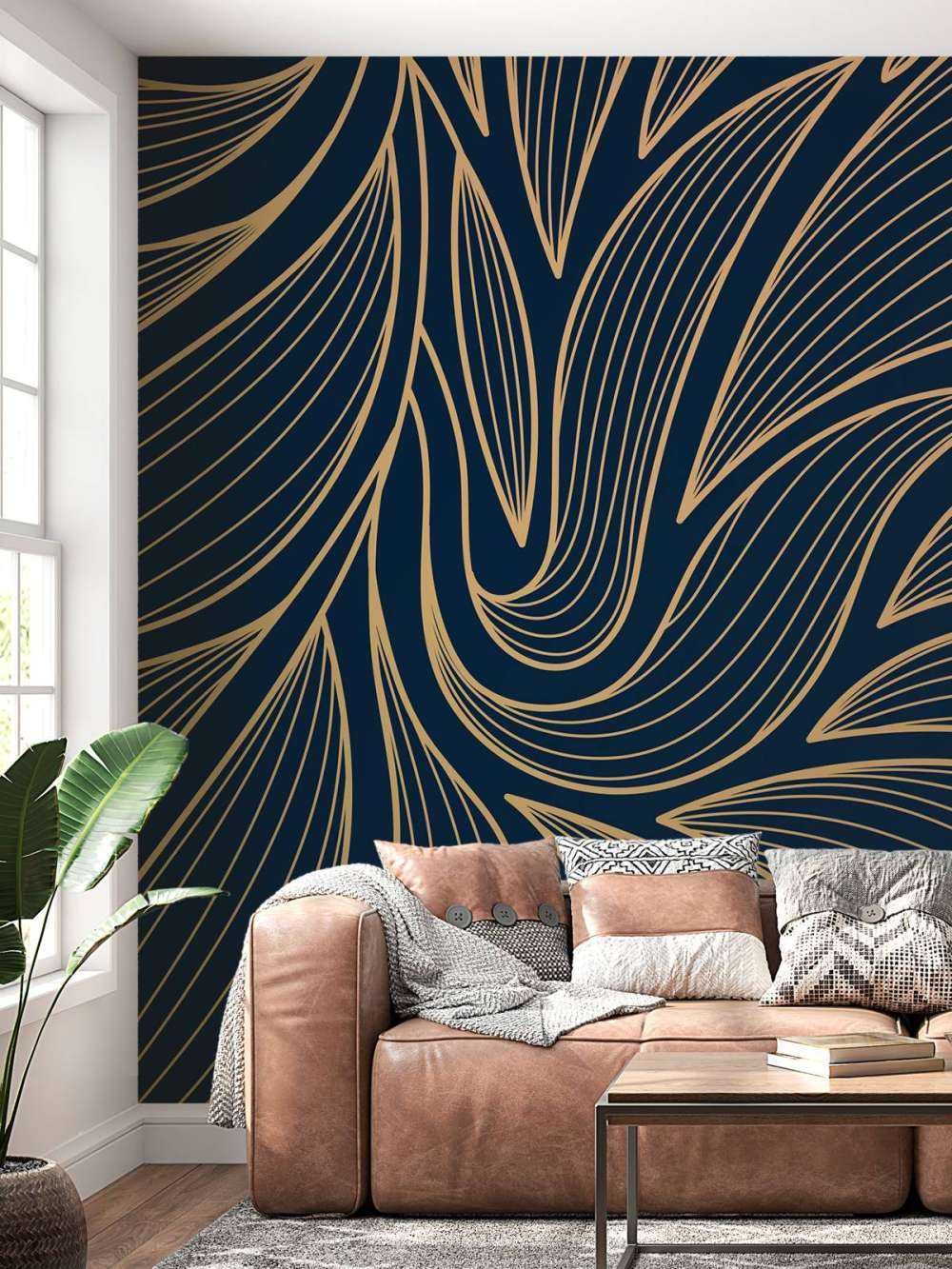 Art deco flores azules