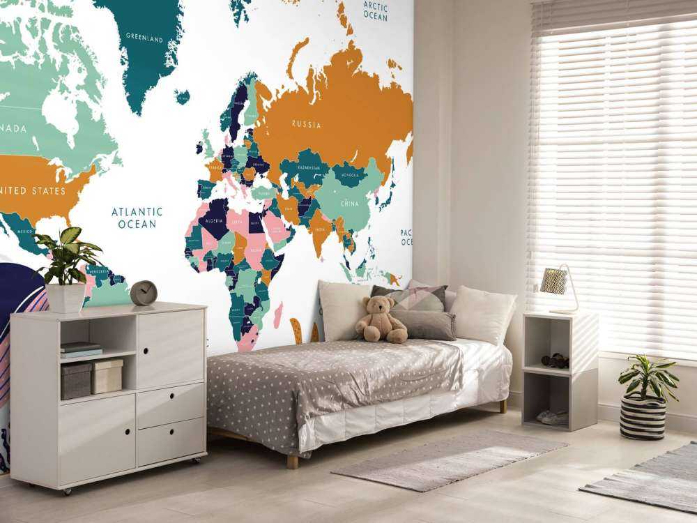 Mapa del mundo con animales del océano