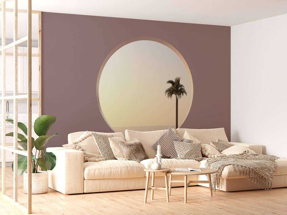 Pared rosa con círculo