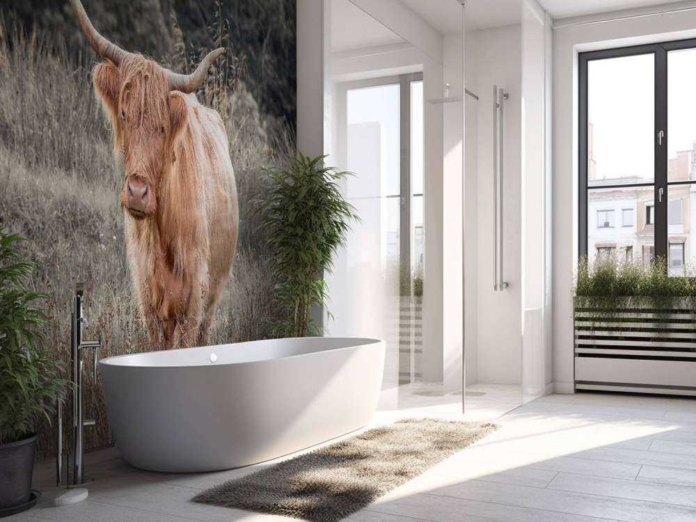 Vaca escocesa en un campo