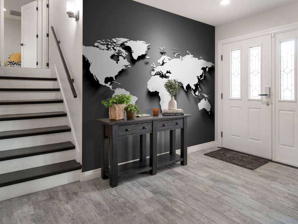 Mapa del mundo 3D en negro