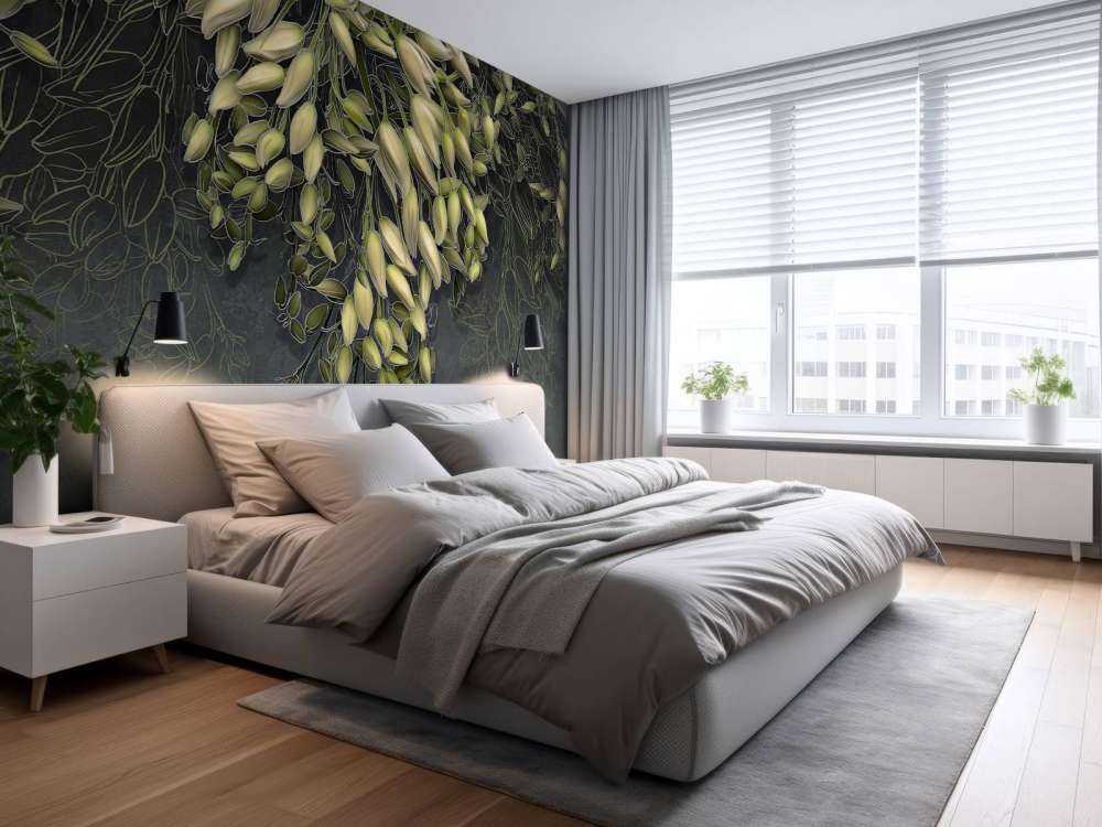 Cálices blancos sobre una estructura de hormigón gris oscuro