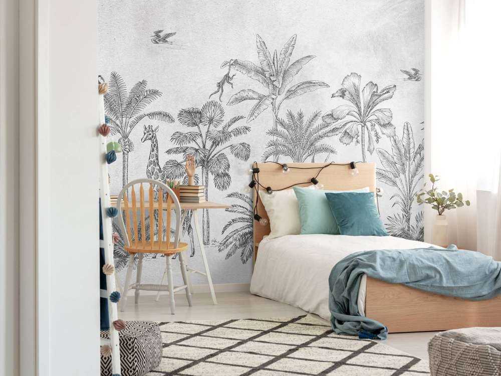 Animal tropical de la selva gris