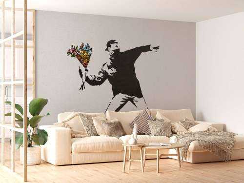 Papel Pintado - Banksy - Flower thrower, concrete