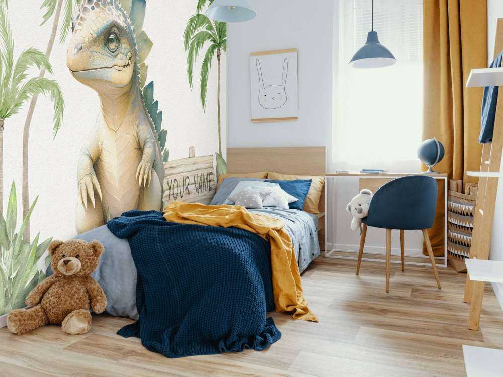 Bebé estegosaurio en la jungla