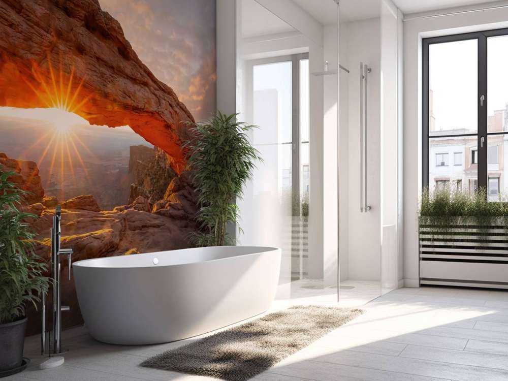 Puesta de sol bajo las rocas