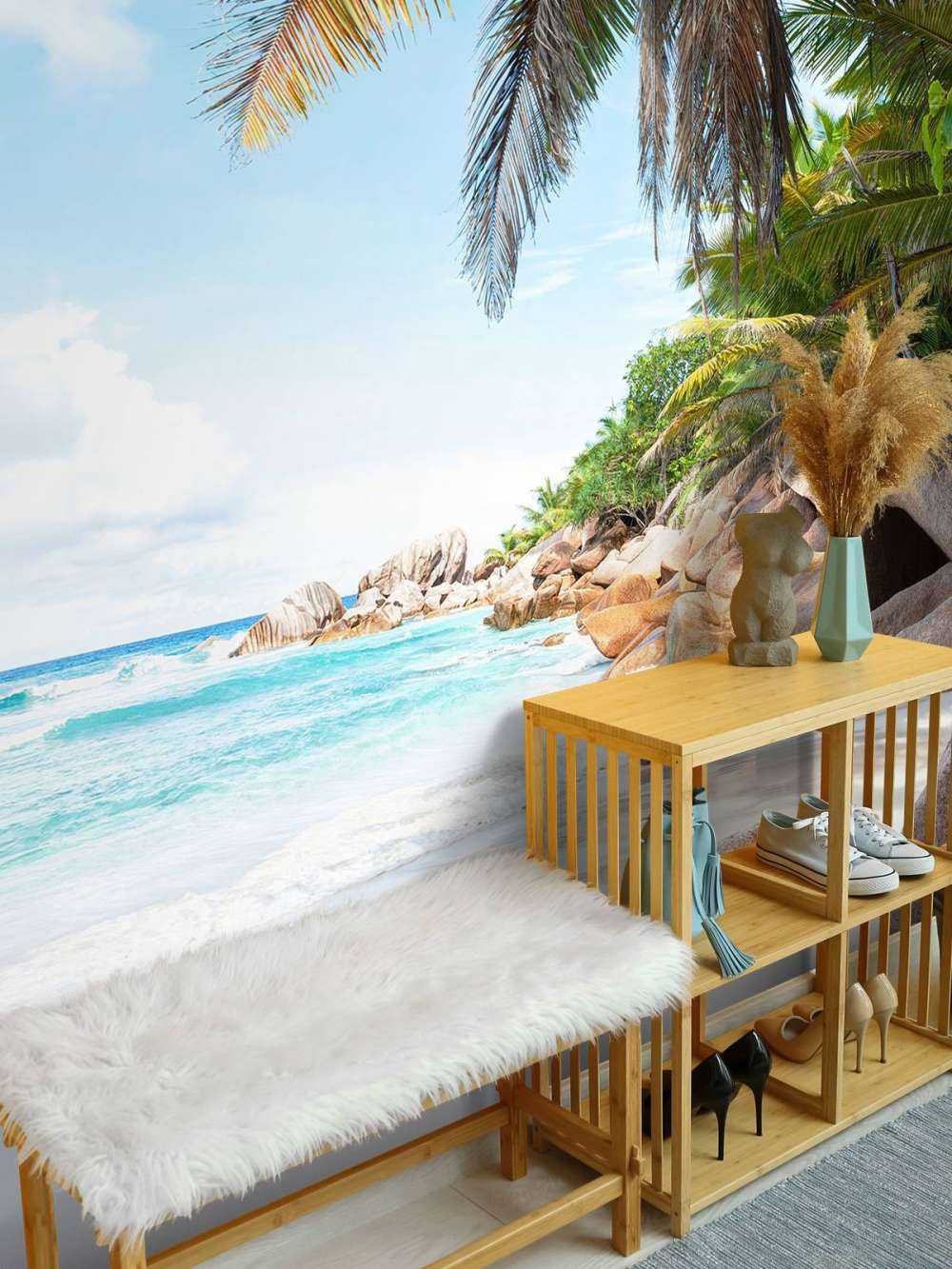 Hermosa playa de arena tropical